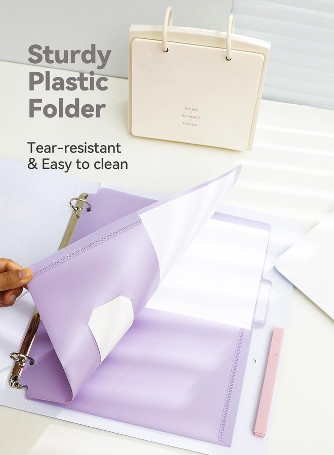 SortRax Plastic Folders with Pockets 3 Hole Punched, 6 Pack Pastel Pocket Folders for 3 Ring Binder, Unique 1/3 Cut Tabs with Colorful Labels, School Folders, Letter Size - Image 4