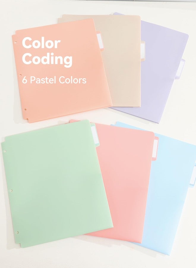 SortRax Plastic Folders with Pockets 3 Hole Punched, 6 Pack Pastel Pocket Folders for 3 Ring Binder, Unique 1/3 Cut Tabs with Colorful Labels, School Folders, Letter Size - Image 5