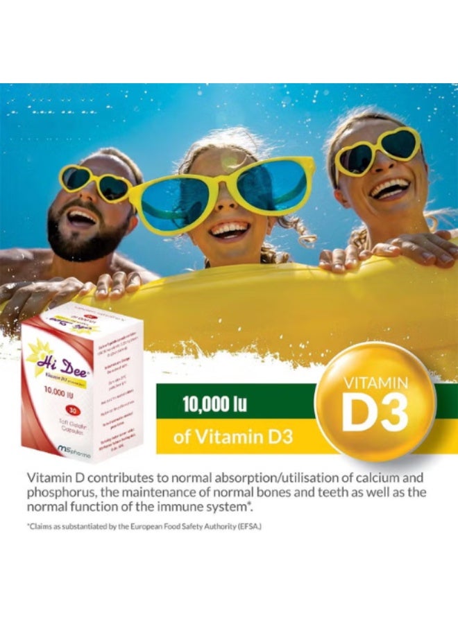 ms pharma Hi Dee Vitamin D3 10,000IU 30Caspsules - Image 3