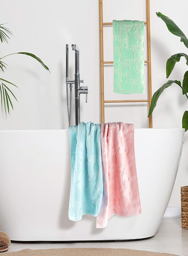 Bornerwhite 3 Pack Easter Hand Towels Rabbit Egg Jacquard Bathroom Decorative Cotton Soft Absorbent Decorative Soft Hand Towel Set for Kitchen Drying Cleaning Cooking Holiday 13.7'' x 29.5'' - Image 5