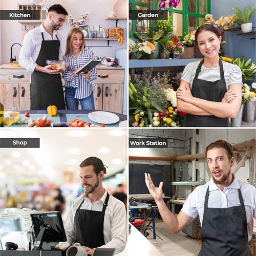 Cranique Polyester Kitchen Apron with Adjustable Strap Two Pockets for Women & Men | Free Size Apron for Kitchen, Hotel, Cafe, Restaurant, Salon, Workshop, Garage, Drawing, Cooking Apron – Black - Image 5