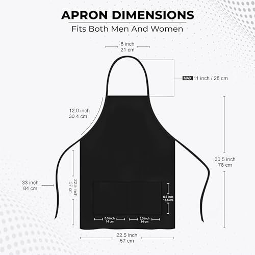 Cranique Polyester Kitchen Apron with Adjustable Strap Two Pockets for Women & Men | Free Size Apron for Kitchen, Hotel, Cafe, Restaurant, Salon, Workshop, Garage, Drawing, Cooking Apron – Black - Image 4
