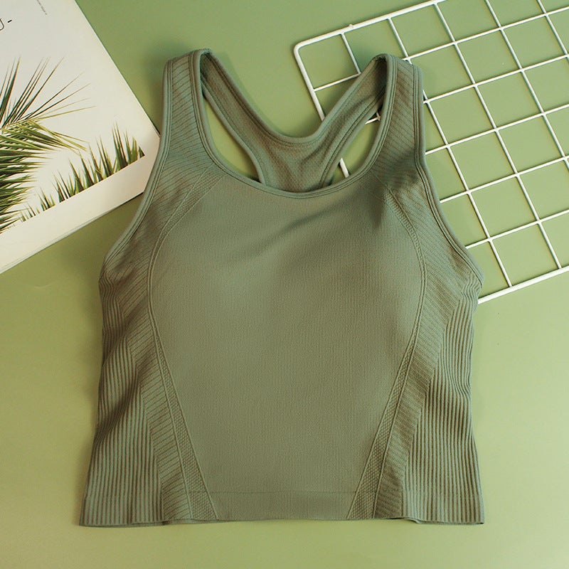 Generic 2024 Seamless Yoga Sports Bra Top Moisture-Wicking Green