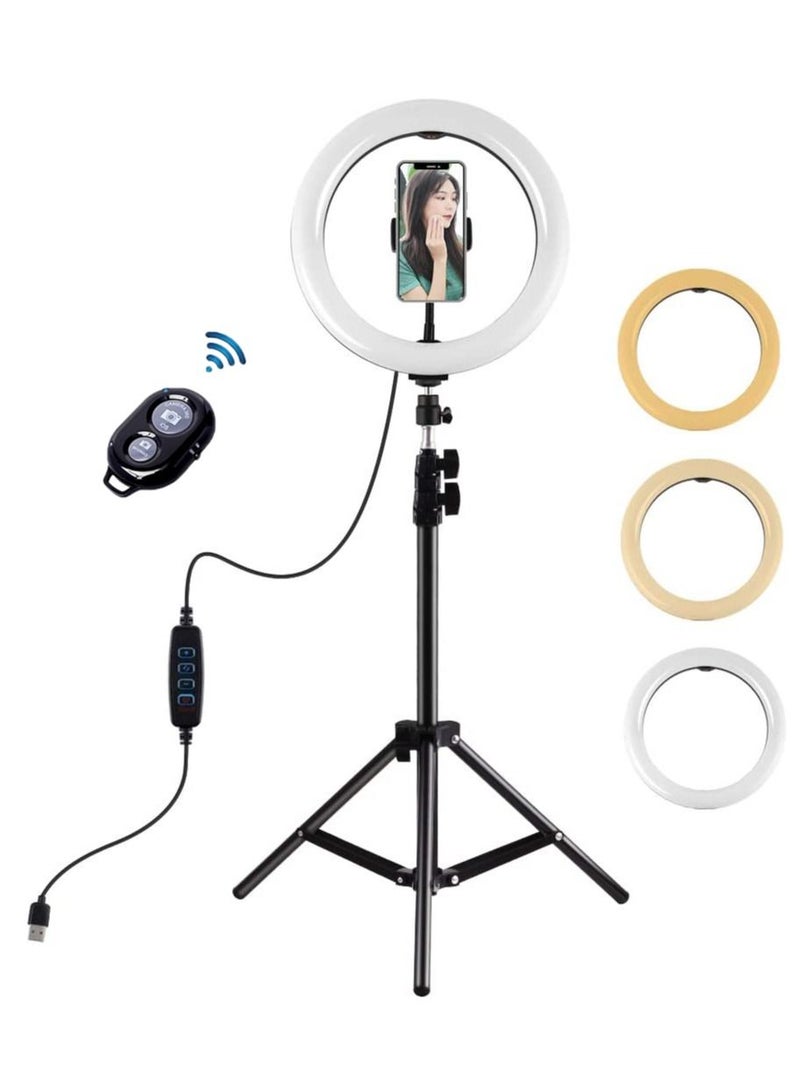 LEDIN 14" Selfie Ring Light with Tripod Stand & Phone Holder Dimmable LED Beauty Ringlight for Live Stream Photography Makeup YouTube Video TIK Tok Compatible with iPhone & Android - Image 1