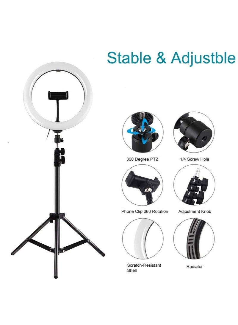 LEDIN 14" Selfie Ring Light with Tripod Stand & Phone Holder Dimmable LED Beauty Ringlight for Live Stream Photography Makeup YouTube Video TIK Tok Compatible with iPhone & Android - Image 4