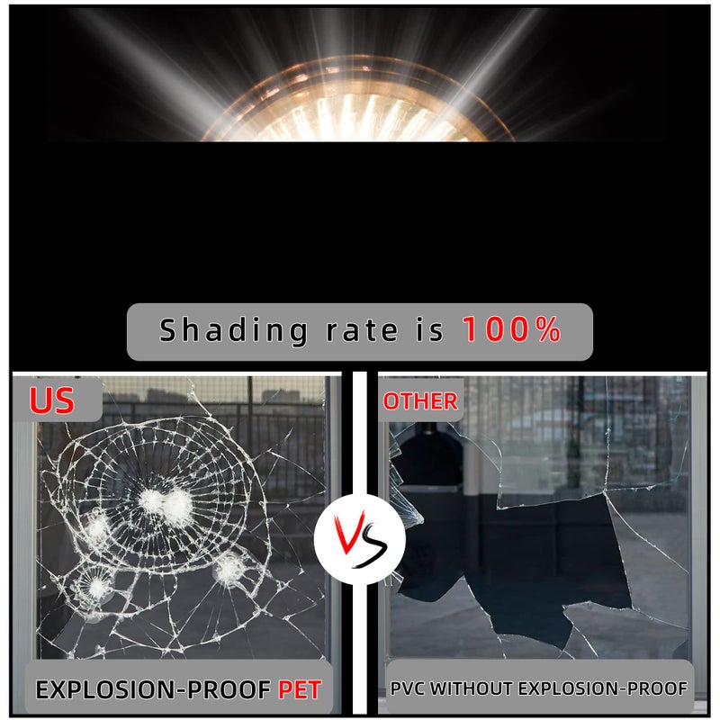 FuFin Total Blackout Window Privacy Film with Free Installation Tools,Explosion-Proof PET Material,Blocks 100% of UV and Light Rays.Heat Control Room Darkening Cover(Total Black 17.5"Ã—78.7") - Image 5