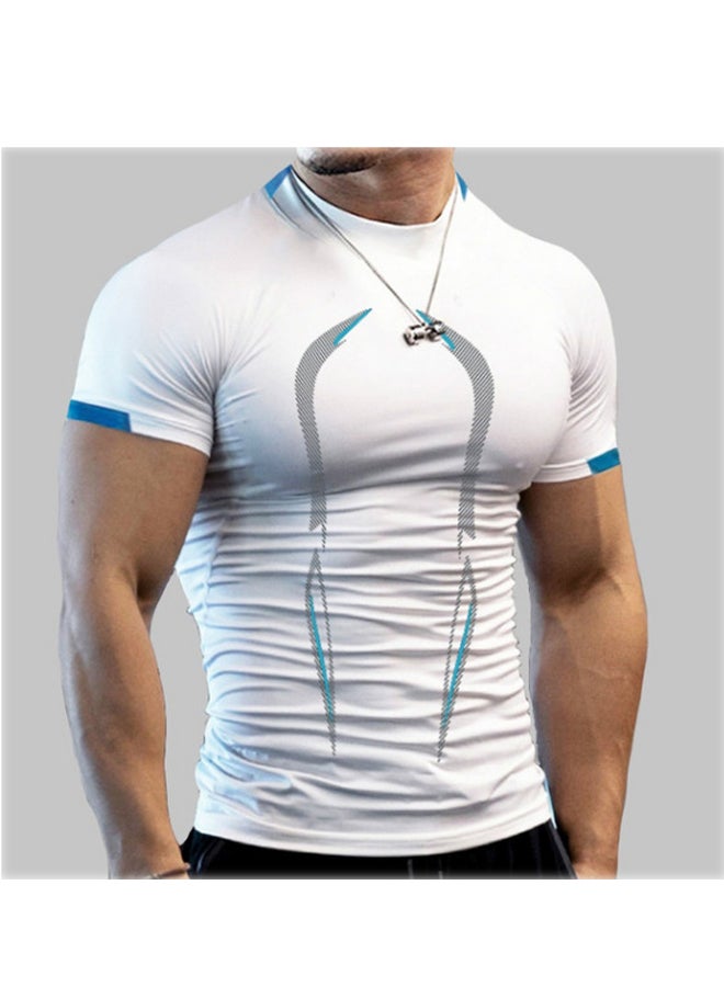 Summer Men Fitness Exercise Breathable Short Sleeve Quick Drying T-shirt  - Image 1