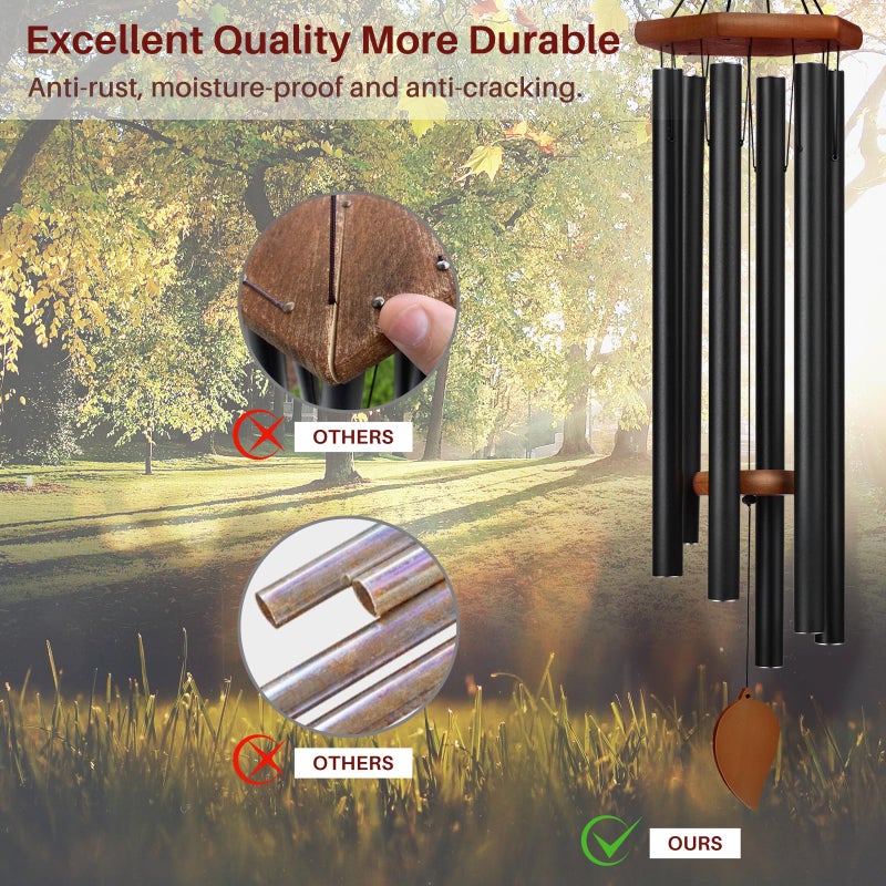 TESECU Sympathy Wind Chimes for Outside Deep Tone, Memorial Loss of a Loved, Large Wind Chimes with 6 Thicken Tubes & Hook, Outdoor Gifts Mother, Garden Decor - Image 4