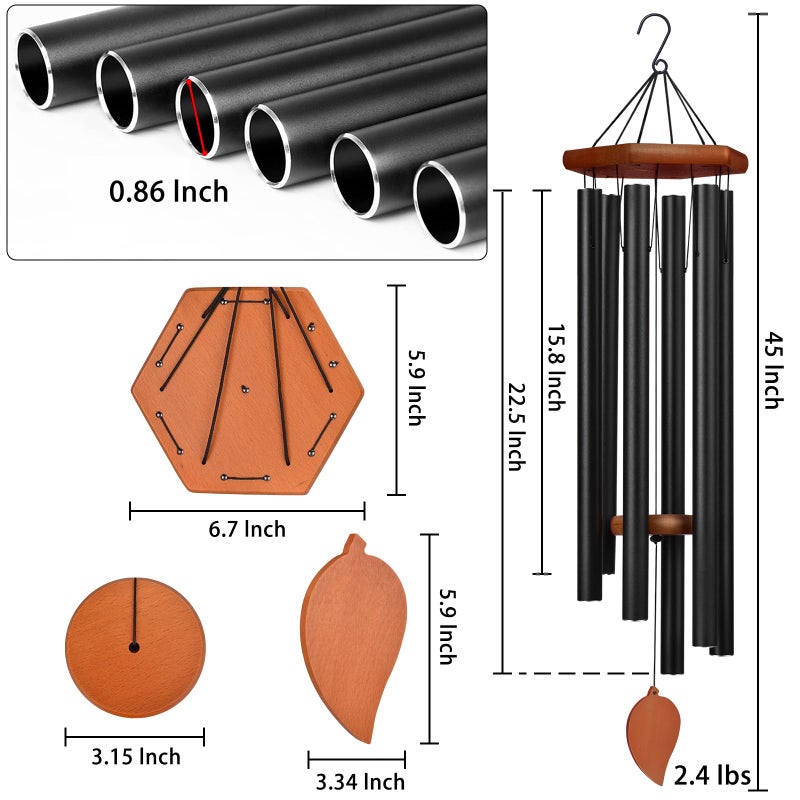 TESECU Sympathy Wind Chimes for Outside Deep Tone, Memorial Loss of a Loved, Large Wind Chimes with 6 Thicken Tubes & Hook, Outdoor Gifts Mother, Garden Decor - Image 5