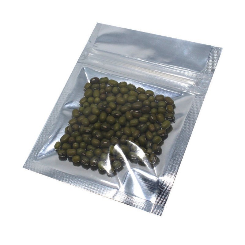 WACCOMT Pack 100 Pack 8 x 11 cm 31 x 43 inch Mylar Foil Zipper Lock Bags Clear Front Aluminium Foil Food Pouch for Sample Resealable Foil Mylar Smell Proof Bag for Zip Bag Reusable Lock Seal
