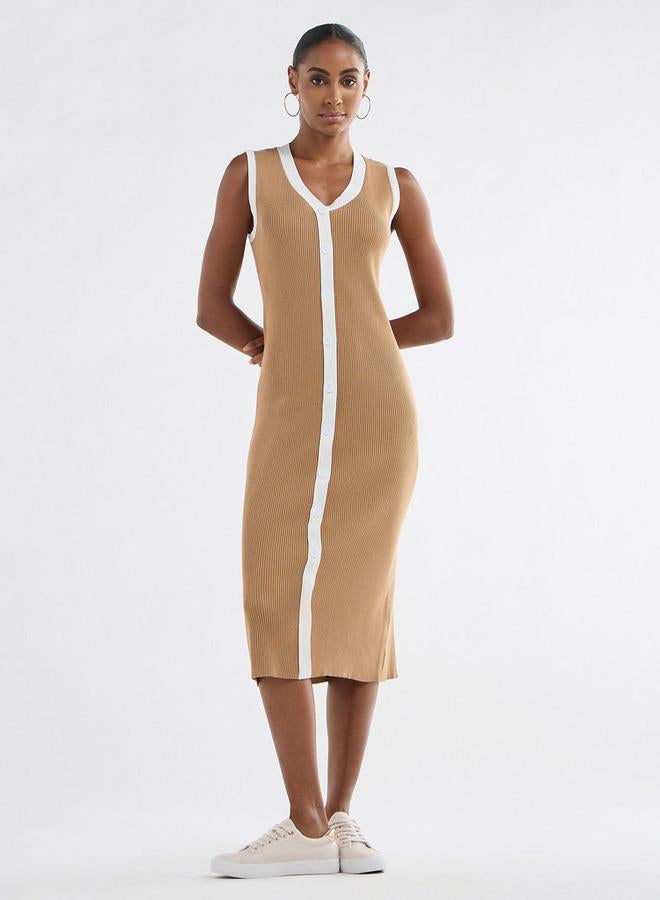 Splash FAV Ribbed Trimmed Midi Dress - Image 2