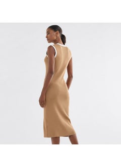 FAV Ribbed Sleeveless Button Down Dress with V-neck  - Image 3