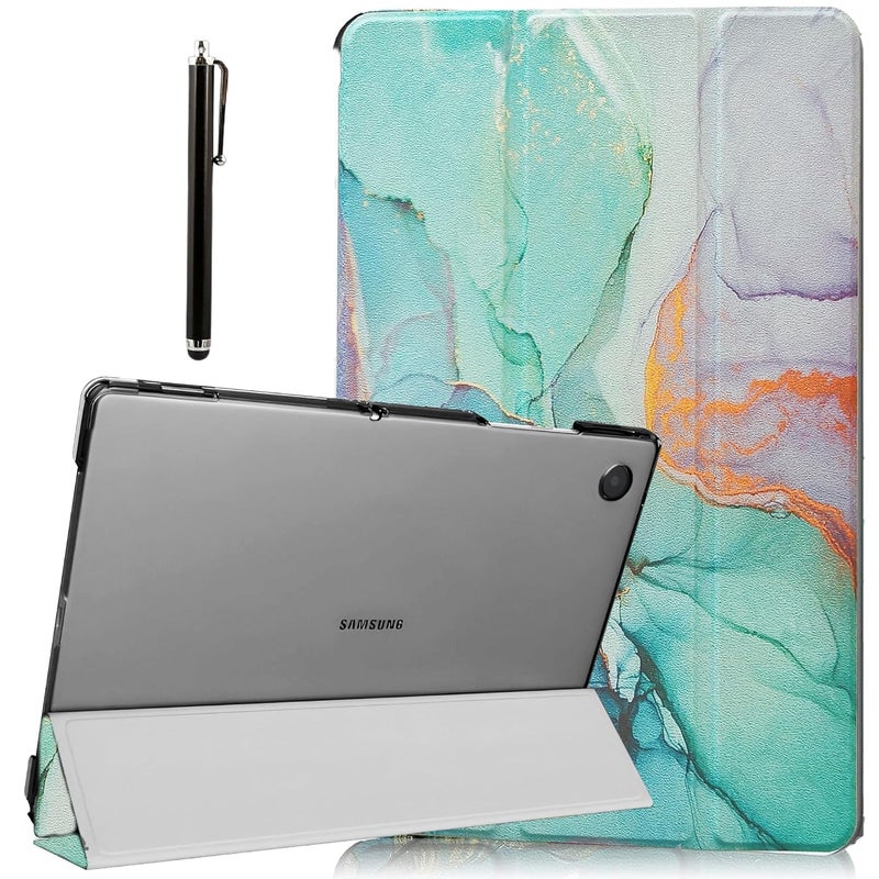 ProElite Cover for Samsung Galaxy Tab A11 8.7 inch/A9 8.7" Case Cover, Smart Flip Case Cover for Samsung Galaxy Tab A11/A9 8.7 inch Translucent Back with Stylus Pen, Marble Green - Image 1
