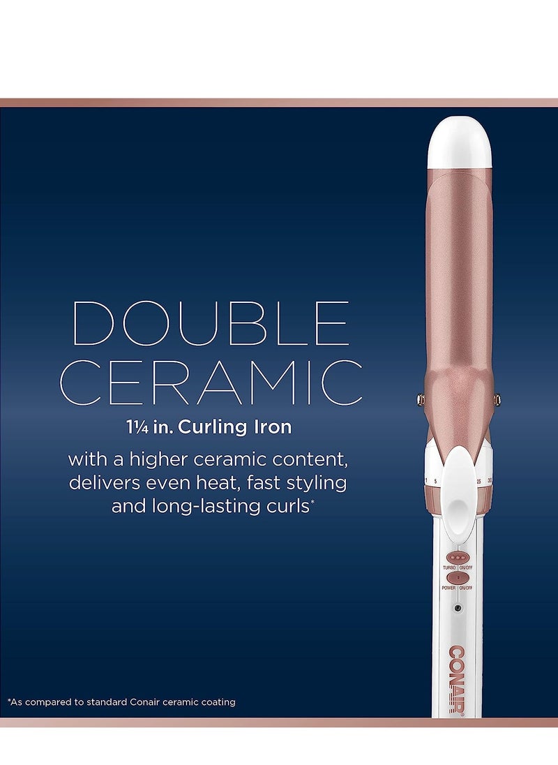 CONAIR مكواة تجعيد كونير مزدوجة من السيراميك مقاس 1 1/4 بوصة، وأسطوانة 1 ¼ بوصة تنتج تجعيدات فضفاضة - للاستخدام على الشعر المتوسط والطويل  - Image 2