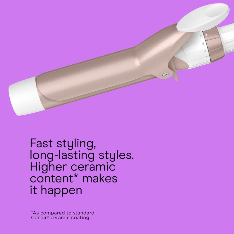 Conair Double Ceramic 1 Â¼-Inch Curling Iron, 1 Â¼-Inch Barrel Creates Loose Curls, Hair Curler for Use on Medium & Long Hair, White/Rose Gold - Image 3