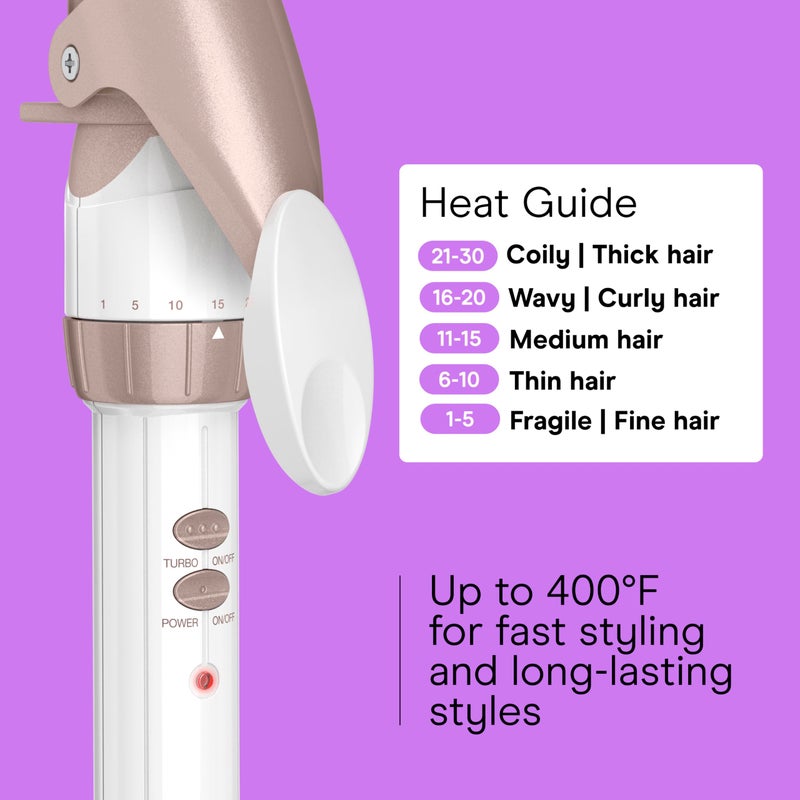 Conair Double Ceramic 1 Â¼-Inch Curling Iron, 1 Â¼-Inch Barrel Creates Loose Curls, Hair Curler for Use on Medium & Long Hair, White/Rose Gold - Image 4