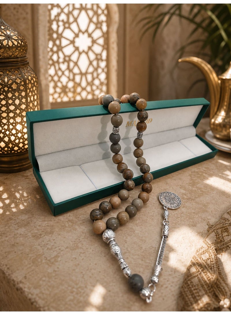 موجود 33 سبحة صلاة من الحجر الطبيعي الخام المطلي/ta S مغلقة/10 أمي - Image 2
