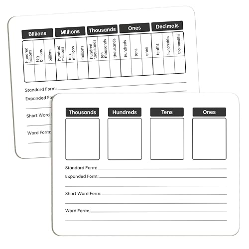 WEIZHEN Place Value Board 9" x 12" Double Sided Dry Erase Boards for Students for Teaching Place Values from Billions to Decimal Numbers Math Manipulative Lapboard for Home School and Classroom - Image 1
