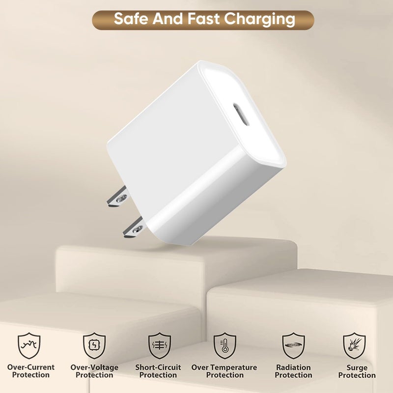 UCCRIE iPhone 17/16 Charger Fast Charging,[Apple MFi Certified]3Pack 20W Type C Port Wall Plug 6FT USB C to C Woven Cable USB-C Charger for Apple iPhone Air/17 ProMax/16E/16Pro/15Plus/15,iPad Pro/Air,AirPods - Image 3