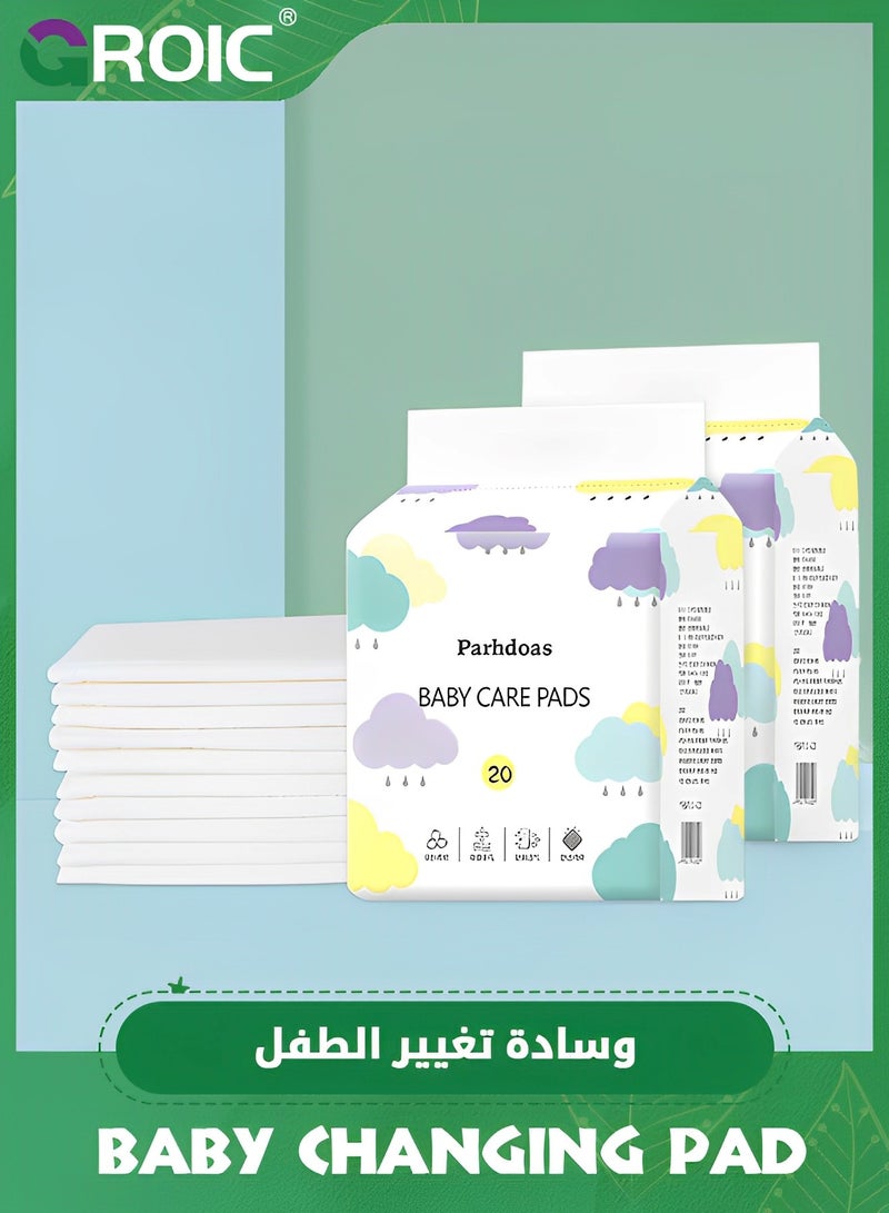 GROIC 40 Pcs Disposable Changing Pad Liners,Disposable Underpads Waterproof Diaper Changing Pad,Breathable Underpads Bed Table Protector Mat,Baby Diaper Changes Pad  - Image 1