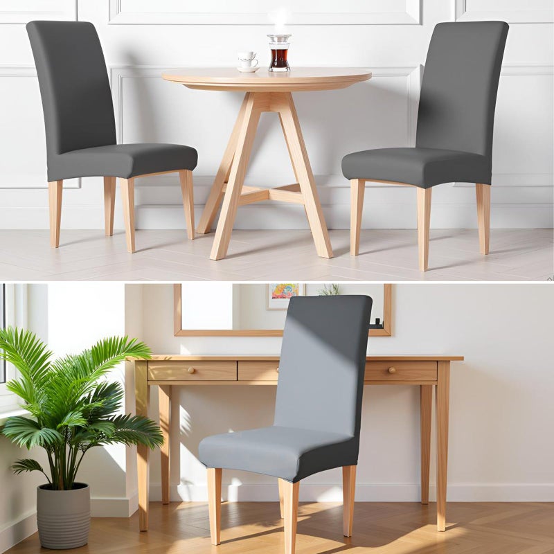 Dioxide High Stretch Chair Covers for Dining Chairs, Removable Washable Dining Chair Covers Set of 6, Soft Seat Covers Chairs Protectors for Home Kitchen Party Hotel Restaurant Banquet, Grey - Image 3