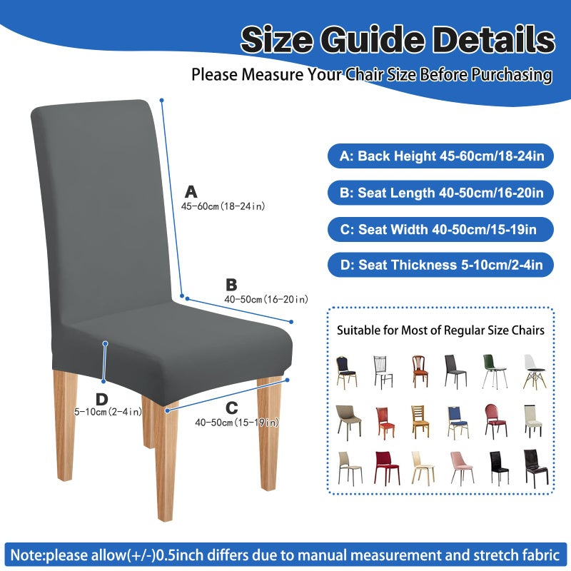 Dioxide High Stretch Chair Covers for Dining Chairs, Removable Washable Dining Chair Covers Set of 6, Soft Seat Covers Chairs Protectors for Home Kitchen Party Hotel Restaurant Banquet, Grey - Image 4