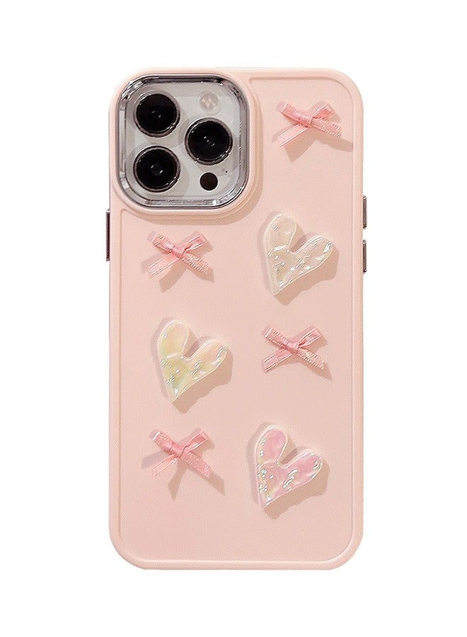 Case for iPhone 15 Pro Max Case,Pink Love Heart Bow Pattern Phone Case,Slim Case Compatible with iPhone 15 Pro Max,TPU material Anti-Scratch Shockproof Protective Phone Fashion Cover Women Girls - Image 1