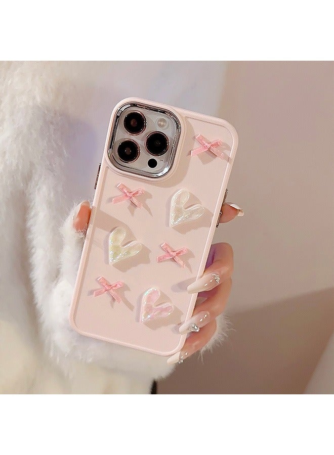 Case for iPhone 15 Pro Max Case,Pink Love Heart Bow Pattern Phone Case,Slim Case Compatible with iPhone 15 Pro Max,TPU material Anti-Scratch Shockproof Protective Phone Fashion Cover Women Girls - Image 2