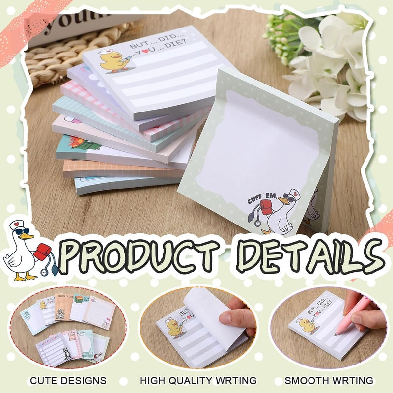 Saypacck 9 Pads Cute Sticky Notes Cartoon Self Stick Notepads 3x3 Inches Notes Adhesive Memo Pad Office Decor Gifts for Students School Teacher Office Meeting - Image 3