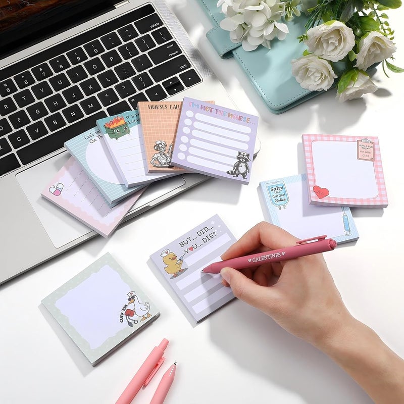 Saypacck 9 Pads Cute Sticky Notes Cartoon Self Stick Notepads 3x3 Inches Notes Adhesive Memo Pad Office Decor Gifts for Students School Teacher Office Meeting - Image 4