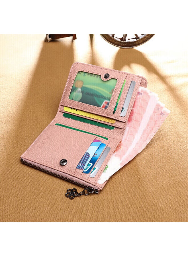 Viney Top-grain Leather Women's Wallet, Short Foldable Zipper Coin Purse, Multi-card Slots, Multifunctional Wallet, Card Holder, Id Holder - Image 1