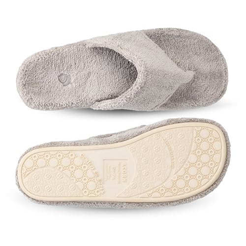 Acorn Women's Spa Thong Slippers with Cloud Contour Comfort - Arch Support and Plush Fluffy Terry Lining, Perfect for Beach, Camping, Poolside, or Bathroom Wear, Grey, 8 - 9 - Image 5
