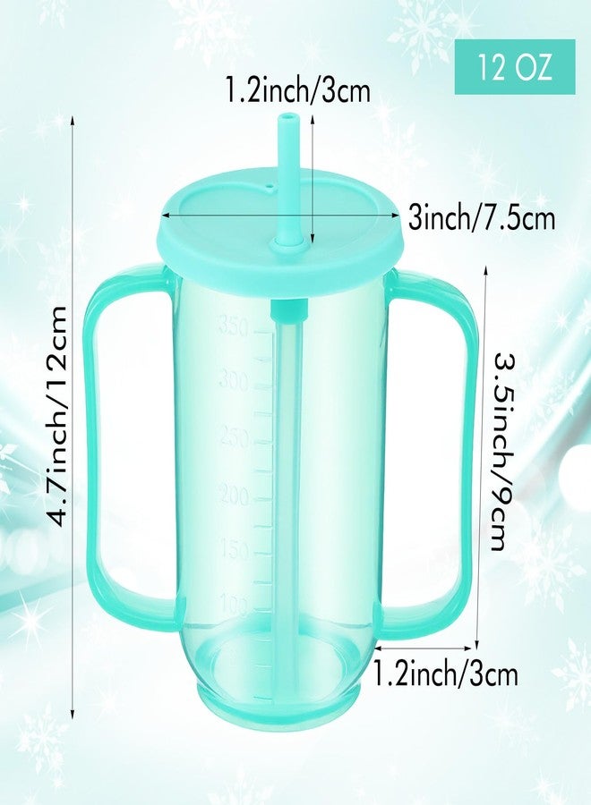 Kifmurase 3 Pcs Adult Sippy Cups for Elderly 12 oz Plastic Spill Proof Cups with 2 Handles Staws and Lid for Adults Hospital Disbled Dysphagia Patients (Blue) - Image 2