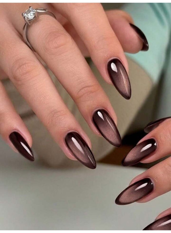 أظافر صناعية "عين القطة" البنية (Cat-Eye) - تركيب سريع، متانة فائقة، لمعان مغناطيسي! - Image 1