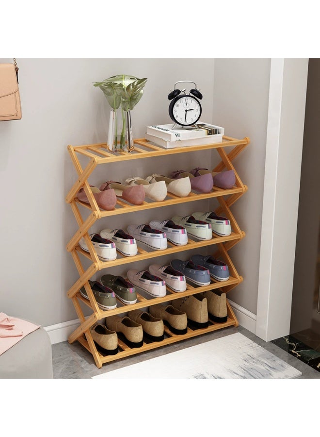 رف أحذية من 5 طبقات، منظم أحذية من الخيزران متعدد الطبقات، رف تخزين متعدد الوظائف، رف أحذية قائم بذاته - Image 4