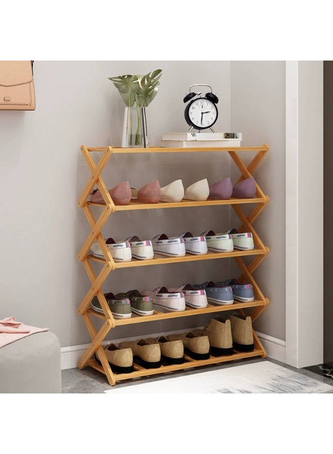 رف أحذية من 5 طبقات، منظم أحذية من الخيزران متعدد الطبقات، رف تخزين متعدد الوظائف، رف أحذية قائم بذاته - Image 3
