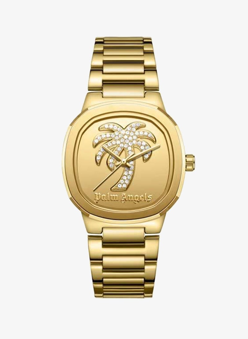 Palm Angels Orela Gold Dial Gold Stainless Steel Bracelet Analog Watch for Women, 32mm - Image 1