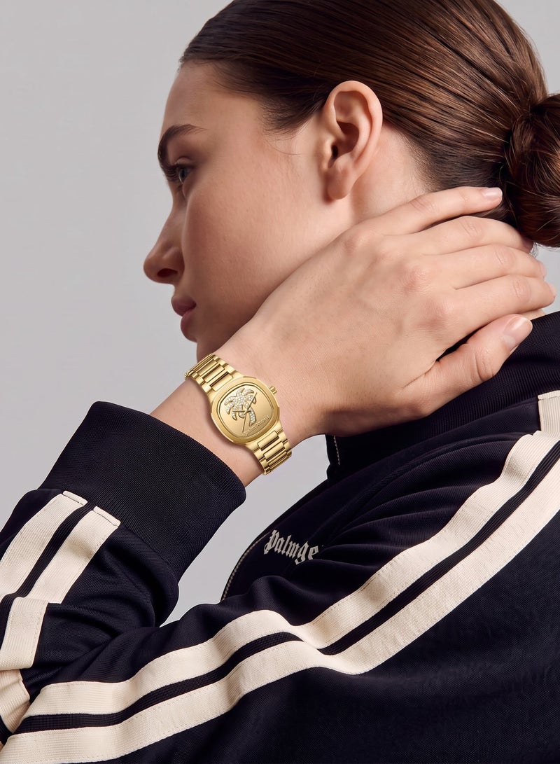Palm Angels Orela Gold Dial Gold Stainless Steel Bracelet Analog Watch for Women, 32mm - Image 4