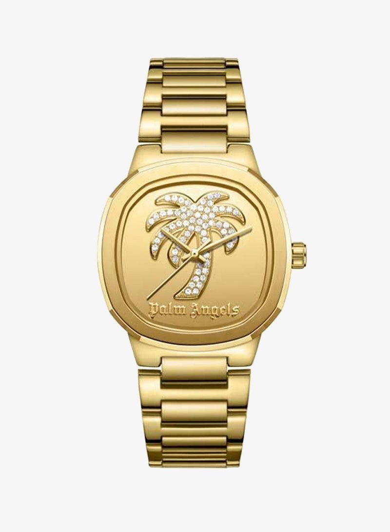 Palm Angels Orela Gold Dial Gold Stainless Steel Bracelet Analog Watch for Women, 32mm - Image 1