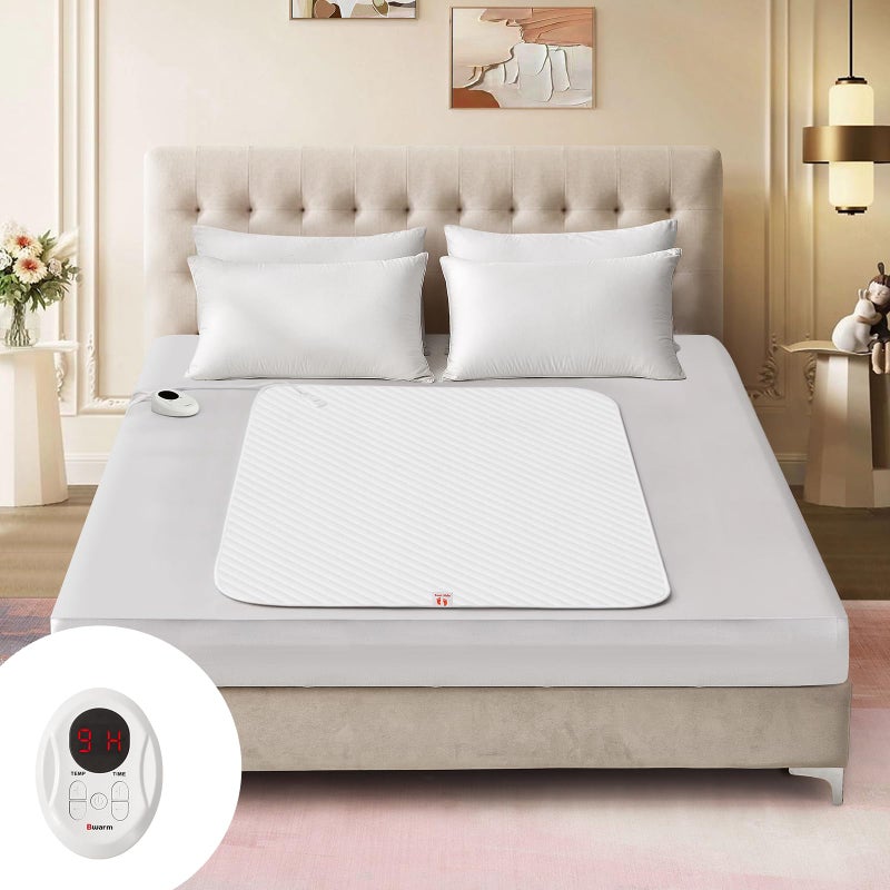 Bwarm Waterproof Heated Mattress Pad, Mini Twin Electric Mattress pad ETL Certified Bed Warmer with Memory Function 9 Heat Settings, 1-12 Hours Auto Off Deep Pocket, Machine Washable, White 31" x 55" - Image 1