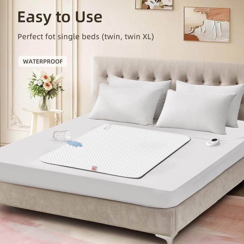 Bwarm Waterproof Heated Mattress Pad, Mini Twin Electric Mattress pad ETL Certified Bed Warmer with Memory Function 9 Heat Settings, 1-12 Hours Auto Off Deep Pocket, Machine Washable, White 31" x 55" - Image 2