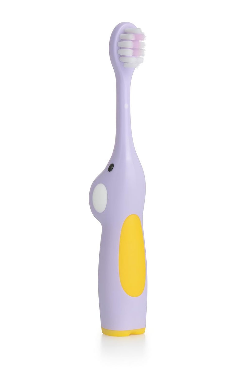 BeeBaby Elephant Brush Buddy Toothbrush for Kids 3-6 Years, Soft Handle for Easy Grip, 10 x Softer Tapered Bristles Ideal for Milk and Permanent Teeth, 100% BPA Free. Violet - Image 1