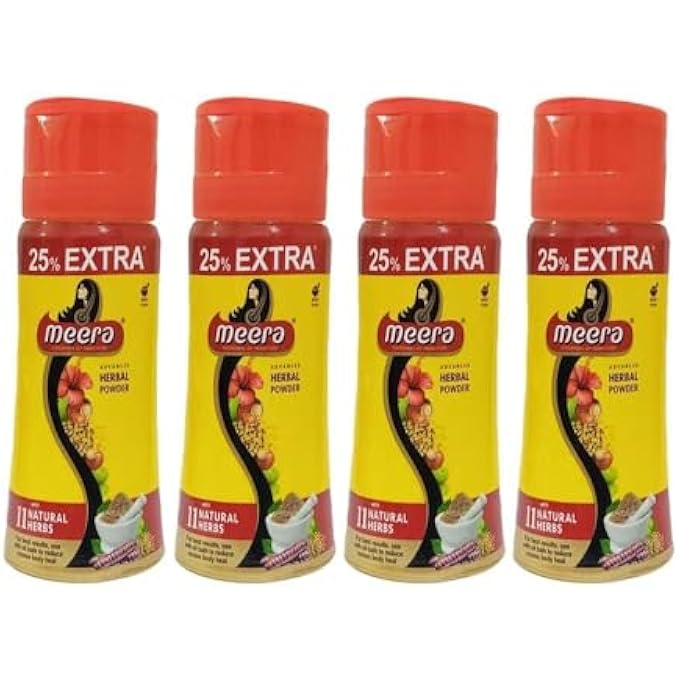 MEERA HERBALS 4 X HAIR WASH POWDER SHIKAKAI, TULSI POWDER 120GM JAR X 4= NET. 480G - Image 1