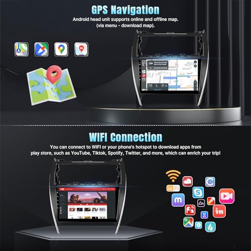 Naifay Android Car Stereo for Toyota Camry 2012 2013 2014 with Carplay & Android Auto, 10.1inch IPS Touch Screen for Toyota Camry Car Stereo with Bluetooth/GPS/WiFi/SWC/Split Screen/Mirrorlink - Image 4