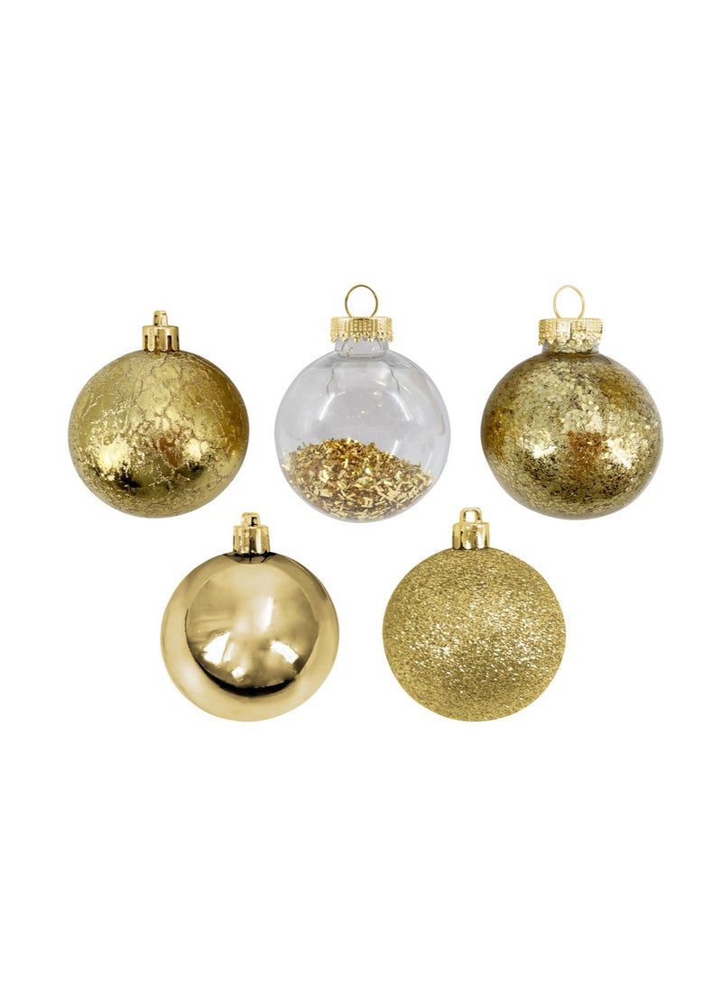 CHRISTMAS MAGIC Christmas Designed Baubles 6cm Gold 12Pcs/Box - Image 1
