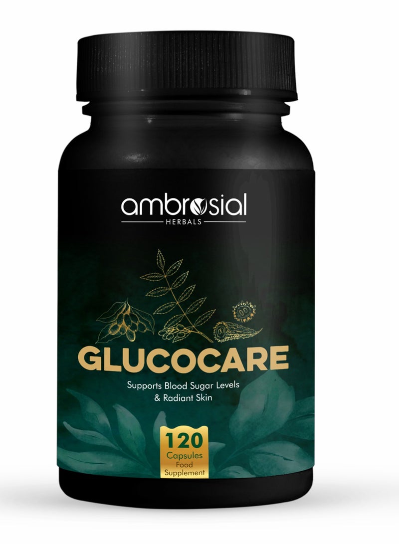 ambrosial Glucocare Bitter Melon Neem Black Plum (Jamun) Helps in Balancing Blood Sugar 100% Natural Ingredients Pack of 1-120 Capsules  - Image 1