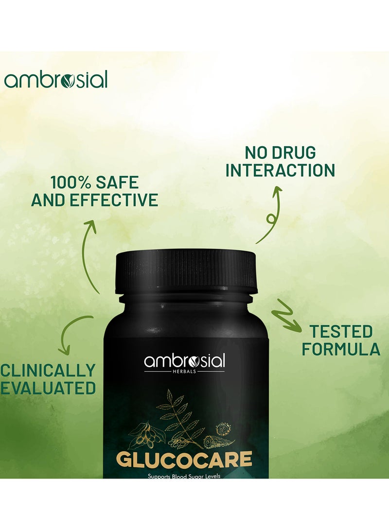 ambrosial Glucocare Bitter Melon Neem Black Plum (Jamun) Helps in Balancing Blood Sugar 100% Natural Ingredients Pack of 1-120 Capsules  - Image 4