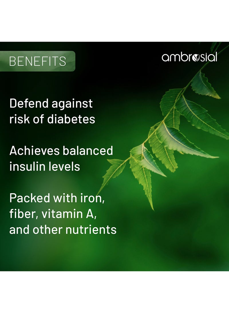 ambrosial Glucocare Bitter Melon Neem Black Plum (Jamun) Helps in Balancing Blood Sugar 100% Natural Ingredients Pack of 1-120 Capsules  - Image 5