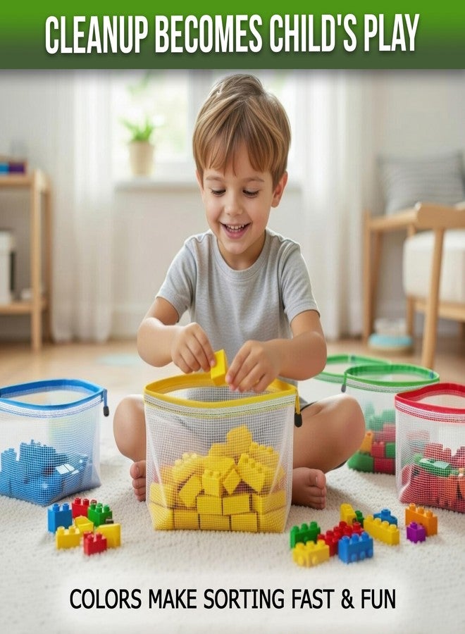 JUZARI 10 Pack Large Mesh Zipper Pouch B4 (12x15in) - Game Bags for Puzzle and Toy Storage Bags - Board Game Storage Zip Plastic Mesh Bags for Toys & Playroom Organization and Storage Zippered Pouches Folder - Image 3