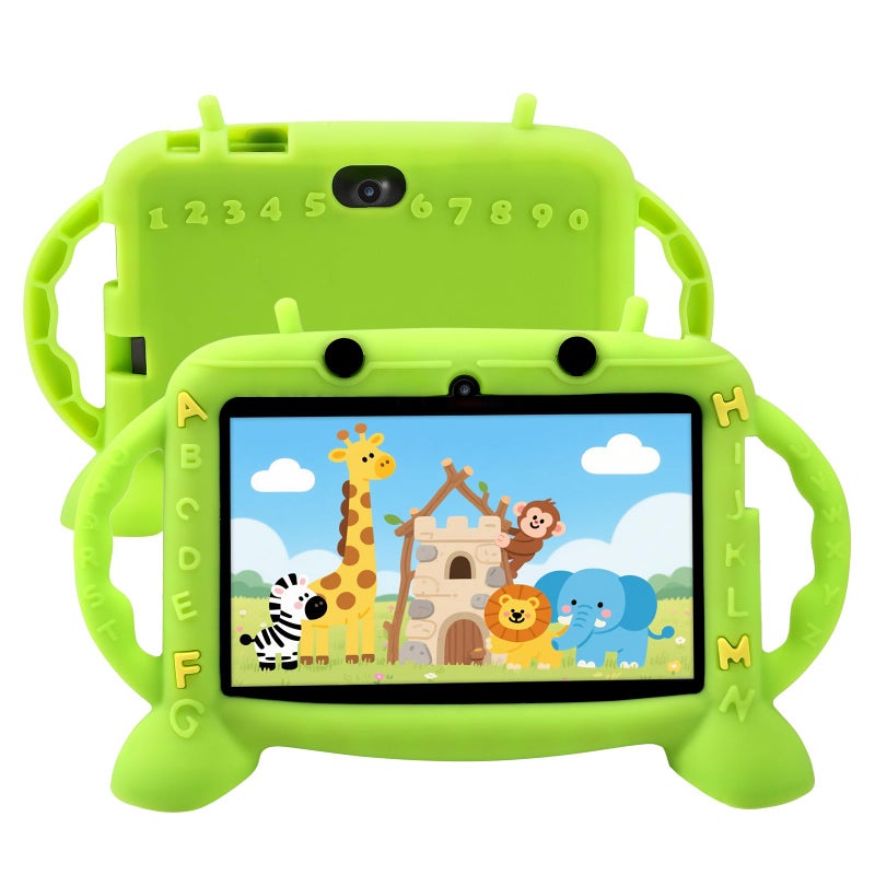 MengDash Kids Tablet, 7 inch Tablet with Case for Kids 2-10, Educational Learning Toddler Tablet Android 11, 3GB RAM+32GB ROM Storage, WiFiï¼ŒBluetoothï¼Œwith Google Play YouTube, Baby Girl boy Presentï¼ˆGreenï¼‰ - Image 1
